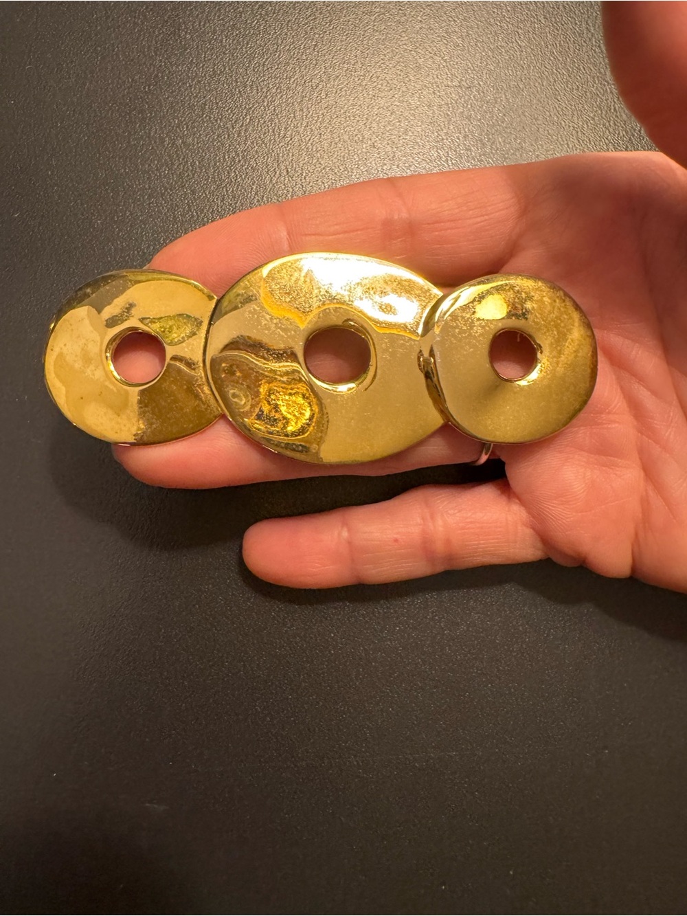 Vintage Gold Tone Modernist Geometric Disc Statement Brooch 3” - Picture 4 of 4